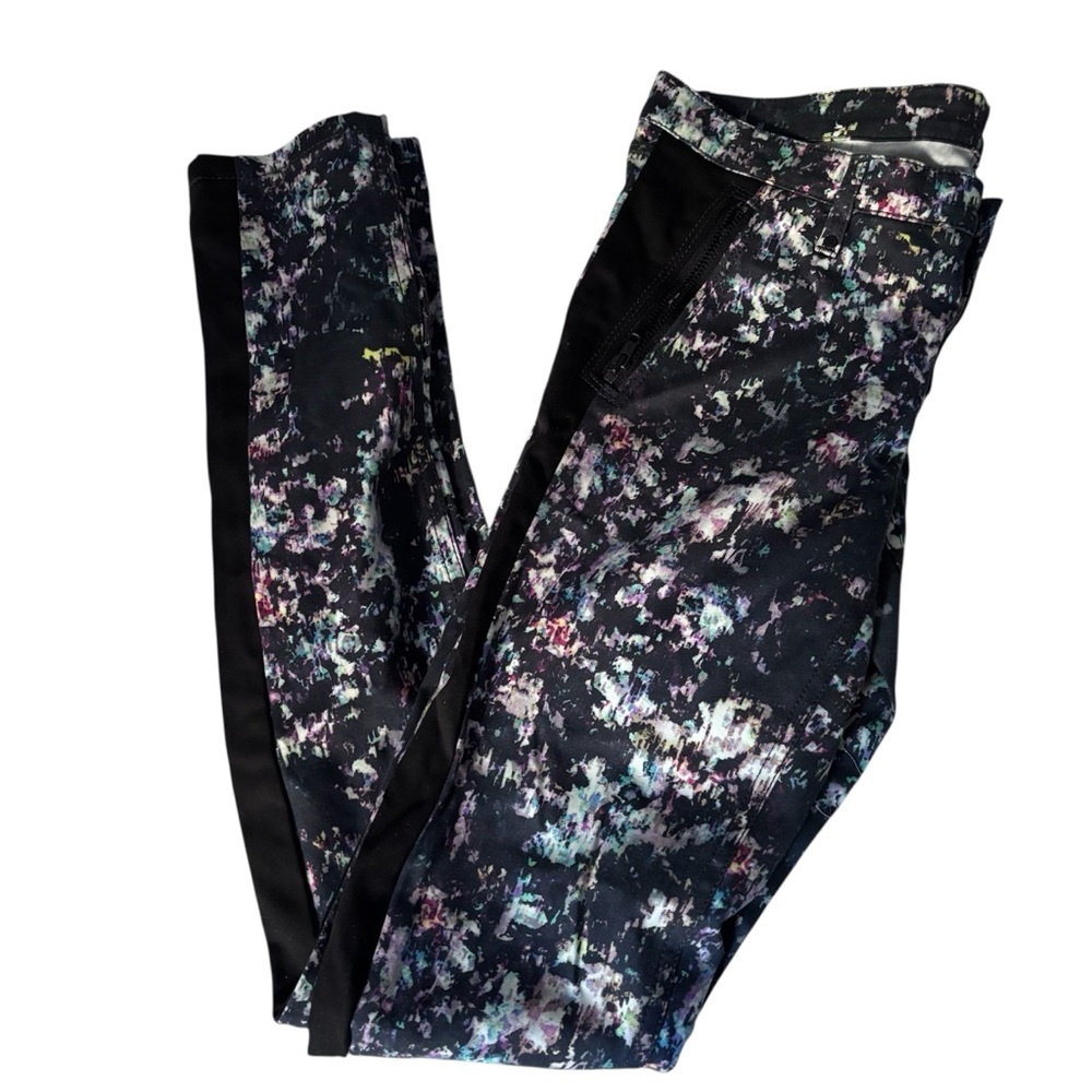 Club Monaco Pant Leggings Abstract Floral Zipper Pockets Size 0